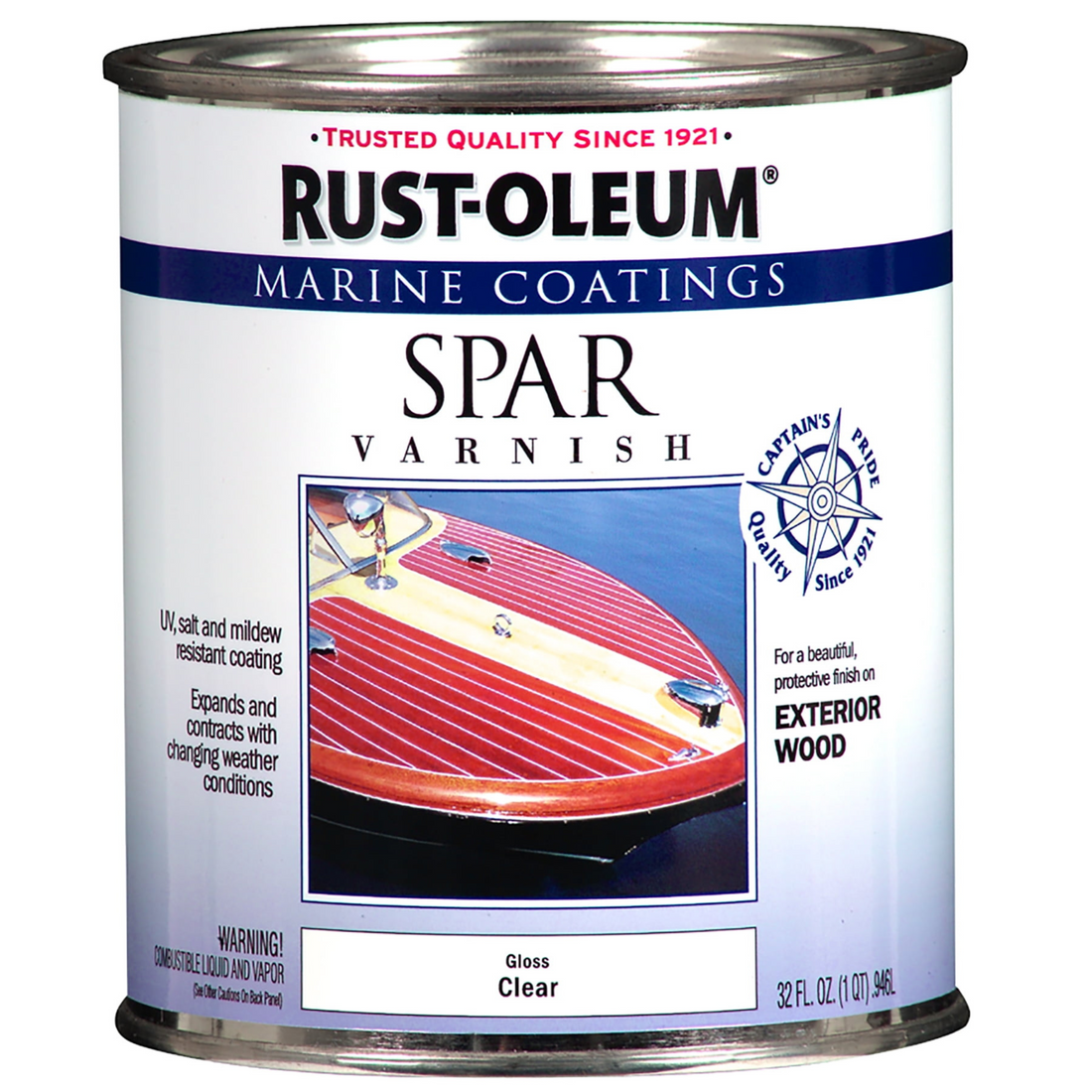 Clear, Rust-Oleum Marine Coatings Spar Varnish Gloss, Quart