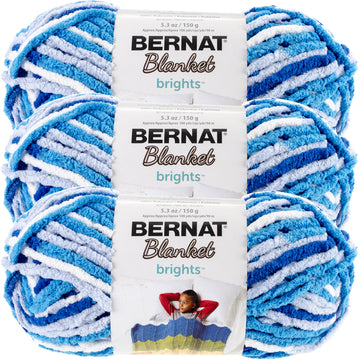 Bernat Blanket Brights Yarn -Waterslide Variegated Multipack Of 3