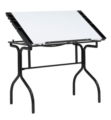 Studio Designs Metal Folding Drafting Table, Black, Wood Top