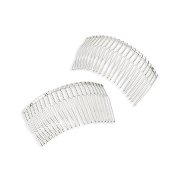 3 1/2" Metal Veil Combs - 12/Pack - Silver