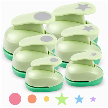 UCEC 6 Pcs Craft Hole Punch, 1-Inch Paper Puncher Handmade Hole Scrapbooking Punches, Different Shape Crafting Designs for Kindergarten Teacher Office Supplies Kids