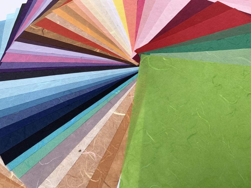 50 Sheets Mixed Colors 8 x 8 Inches Square Origami Paper Arts Folding Craft, Thin Mulberry Paper Sheets