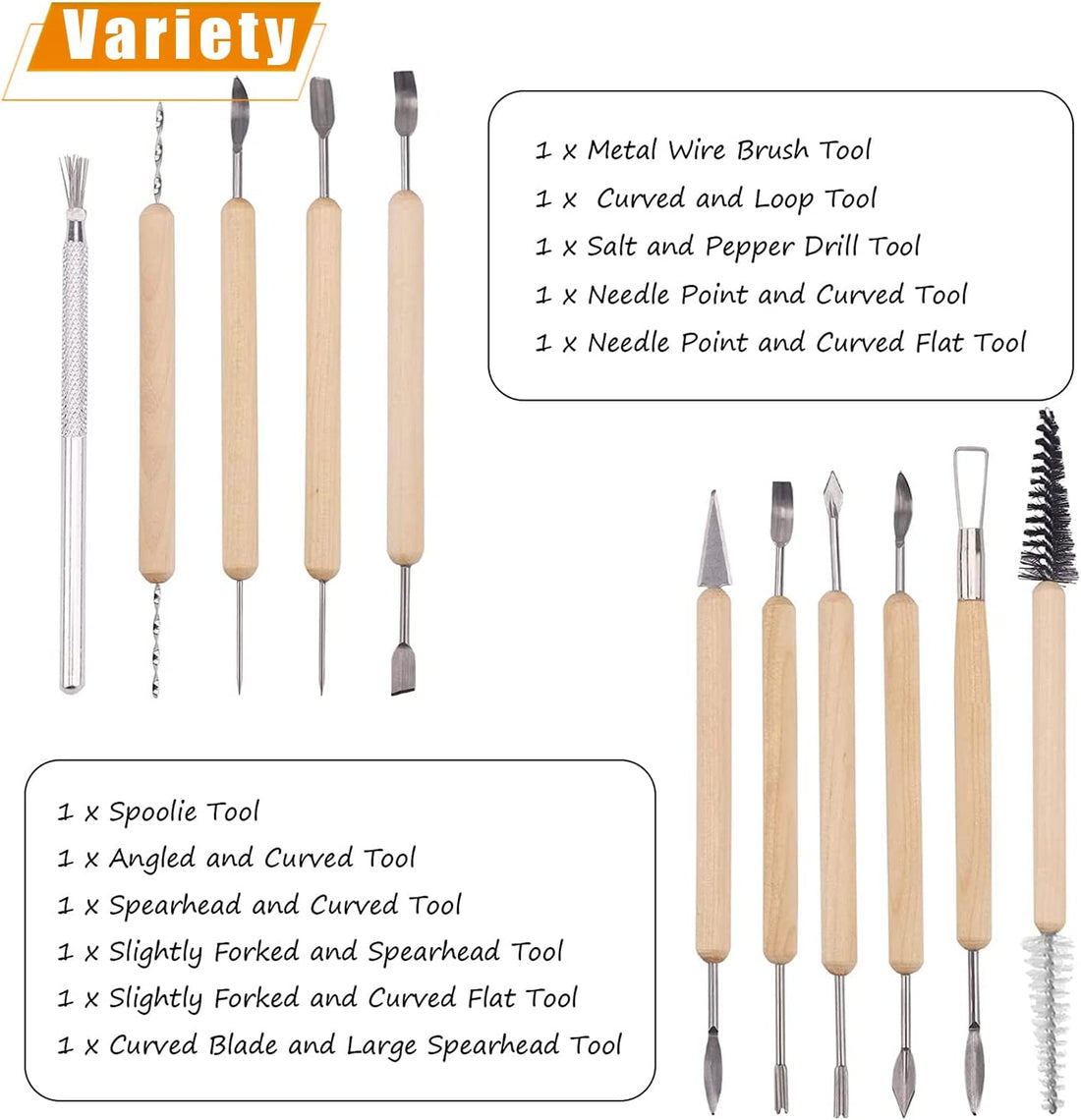 11Pcs Pottery Clay Sculpting Tools Polymer Clay Tools ,Double-Ended, Polymer Ceramic Embossing