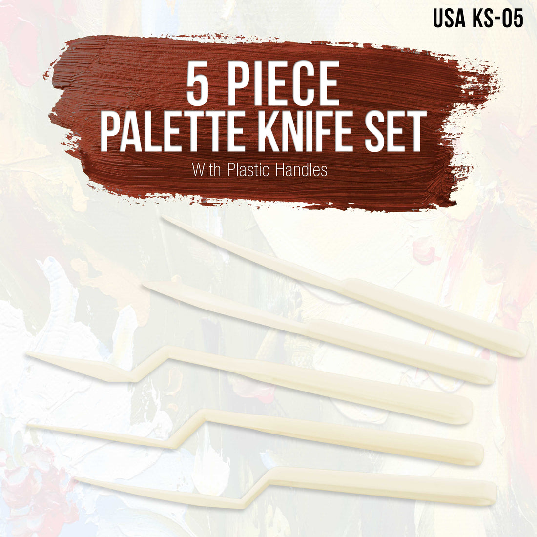U.S. Art Supply 5-Piece Plastic Artist Spatula Palette Knife Set