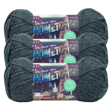 Lion Brand Yarn Hometown Bonus Bundle Chicago Charcoal Basic Super Bulky Acrylic Gray Yarn 3 Pack