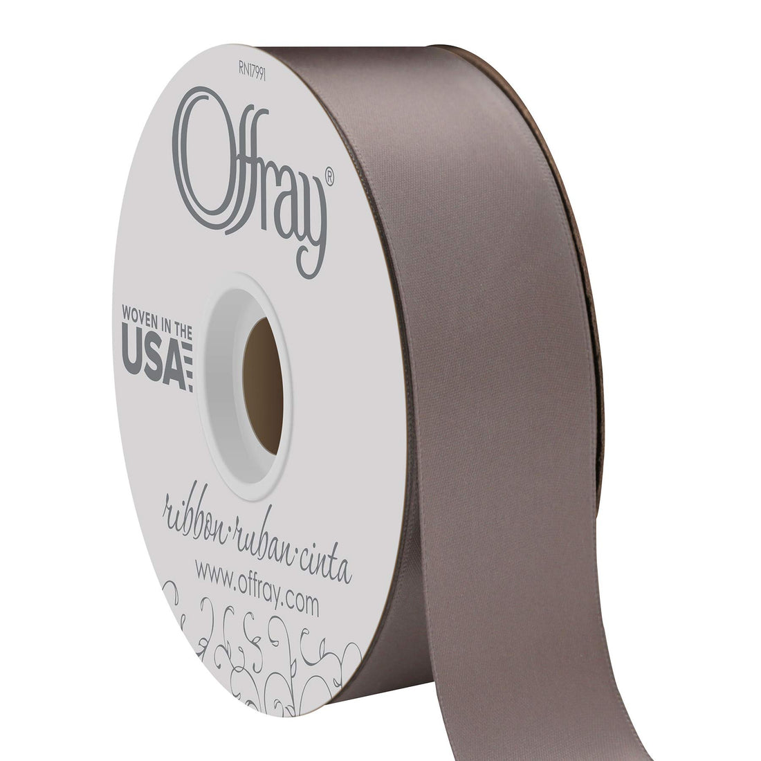 Berwick Offray 1.5" Wide Double Face Satin Ribbon, Portobello Brown, 50 Yds