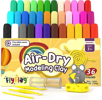 FLYFLAG Air Dry Clay 36 Colors, Soft & Ultra Light, Modeling Clay with Accessories, Tools and Tutorials
