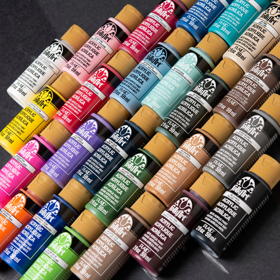 FolkArt Let's Paint Live Acrylic Craft Paint and Paintbrush Set, 34 Pieces