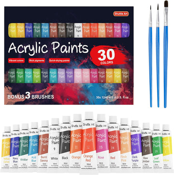 Acrylic Paint Set, Shuttle Art Tubes Artist Quality Non Toxic Rich Pigments Colors