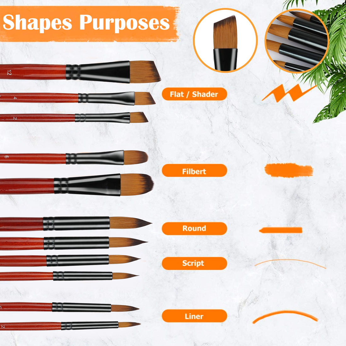TSV Paint Brushes Set, 18/10 Pcs Acrylic Nylon Hair Art Brushes,  Professional Artist Paint Brushes for Oil Watercolor Painting, Face Body Model Paint, Nail Art, Miniature Detailing, Rock Painting