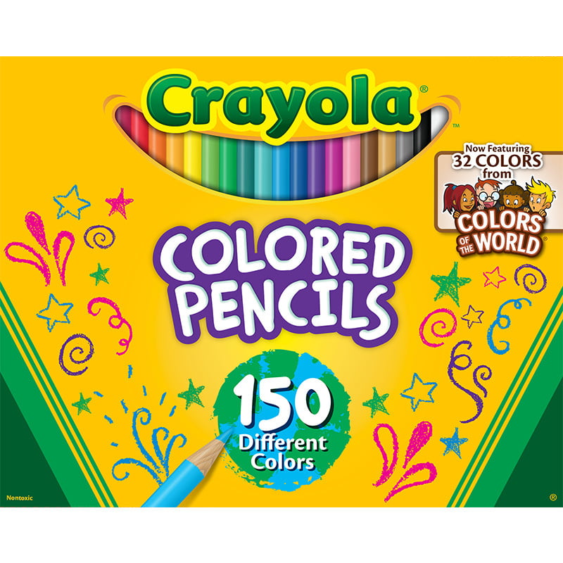 Crayola Colored Pencil Set, Colors of the World, 150 Count, Assorted Colors, Gift for Kids