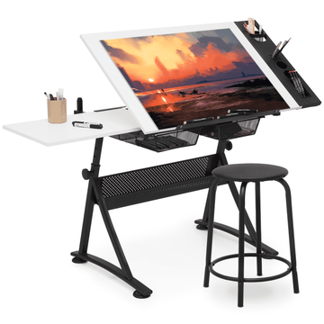 Magshion Drafting Table Desk with Stool