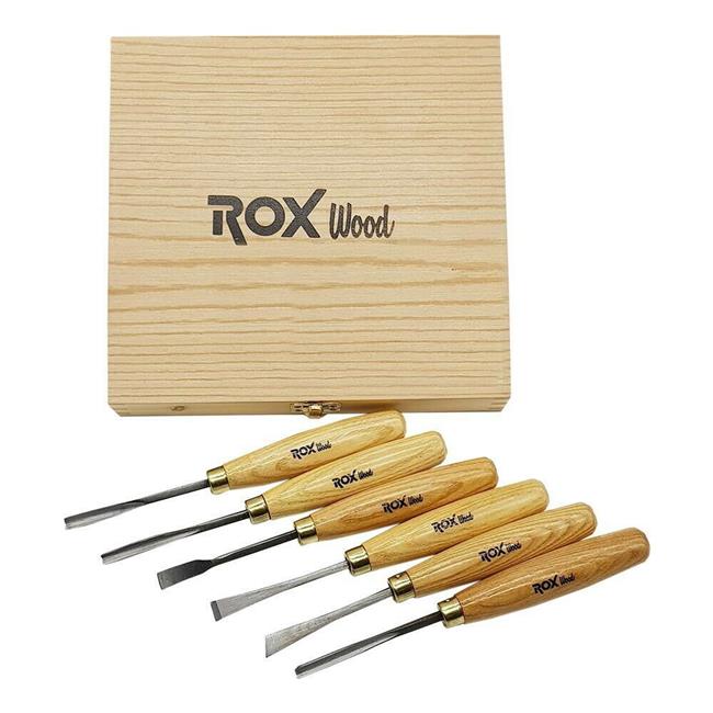 Rox Wood -6PC Woodworking Wood Carving Tools Set with Brass Rings,