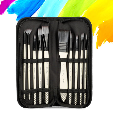 TSV 10 Pcs Paint Brush Set for Watercolor, Acrylic, Oil, Gouache, 10 Different Sizes,Premium Nylon Hairs Large Flat Brush